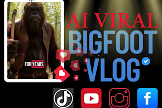 create viral bigfoot vlog, gorilla vlog ai videos for youtube shorts, tiktok