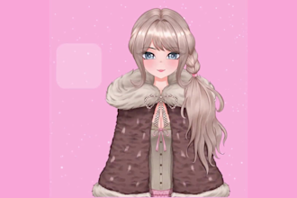 draw custom pngtuber, animated GIF png tuber for streaming chibi or anime style
