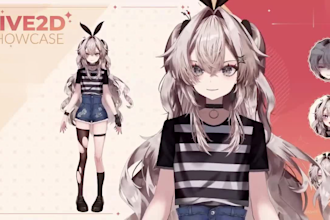 design live2d vtuber model, 2d vtuber model, live2d vtuber rigging, anime art