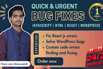 fix javascript wordpress react js bugs and errors instantly