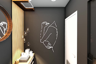 do modern bathroom interior design and realistic 3d render