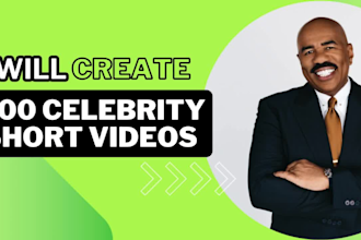 create 100 celebrity youtube shorts, tiktoks and  reels