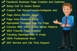 create, optimize and manage facebook business page , shop and design post