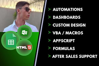 create google sheets, excel automations, macros, vba, and custom templates