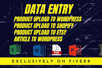 do wordpress shopify data entry data upload