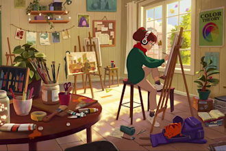 make aesthetic lofi loop animation, 2d music video, image animation, lofi girl