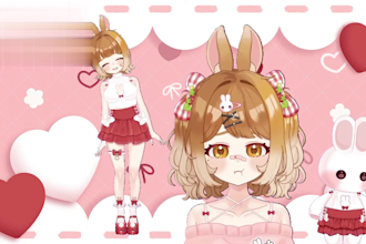 draw and rig live2d vtuber model, 2d vtuber model, live 2d vtuber commission