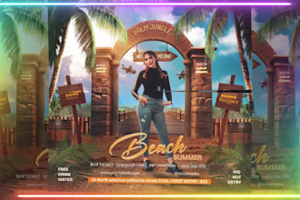 design media kit, postcard and other party flyer design