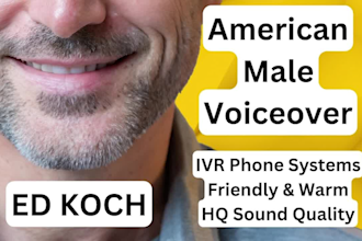record a warm friendly male phone system IVR voiceover or voicemail