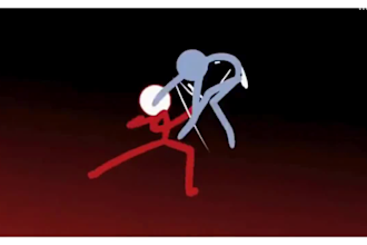 do stick figure animation, fighting sceane
