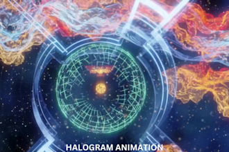 halogram animation logo intro cgi animation vfx 360 spining loop spline animated