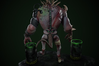 sculpt 3d articulated game ready creature monster character models in zbrush