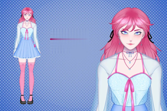 draw and rig a custom 2d vtuber design, live2d vtuber model vtuber outfit