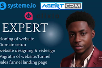design a professional systeme io,clixio,agent crm sales funnel for your business