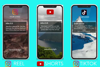 create 365 bible quotes christian videos shorts,reels,tiktok with logo