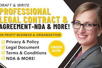draft, write legal contracts agreement, nda, terms and condition, legal document