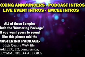 record boxing announcer voice over for weddings, podcast etc