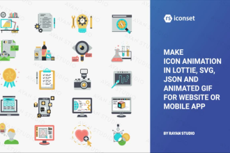 make icon animation in lottie, svg,json and animated gif for web