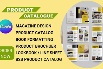 design product catalog, brochure, b2b catalog, lookbook and magazine