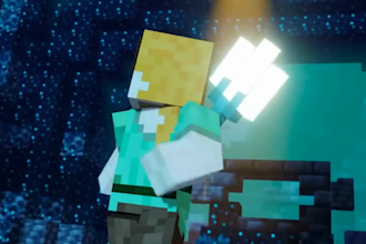 create a cinematic 3d minecraft animation video just for you