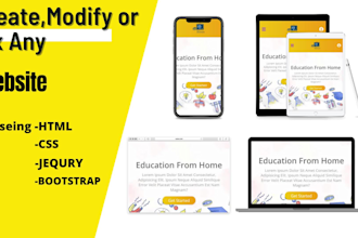 create,modify,fix website in html, js, css, bootstrap