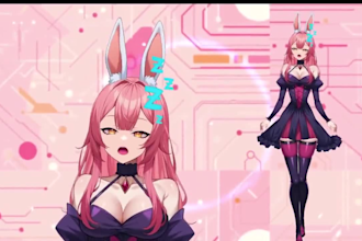 twitch streamer live2d vtuber model,rig,vbridger,hand tracking,pngtuber,anime,oc