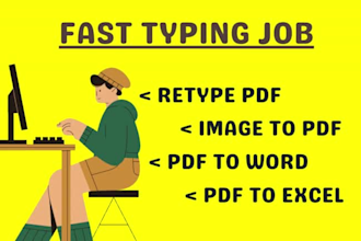 do fast typing job, retype pdf and page typing