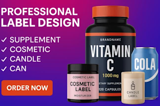 design or redesign product label, candle label, can label, cosmetic labels