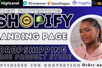 setup dropshipping, one product store, design shopify landing page, sales page