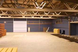 do 3d logistic warehouse, storage room and robotic factory design