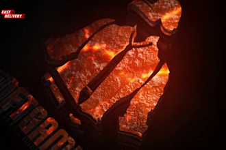 create a 3d epic fire reveal logo animation