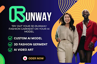 create a runway fashion apparel collection, ai model on runway
