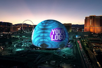 display your logo on a sphere in vegas for facebook, tiktok, and instagram short