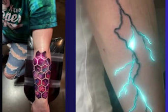 eye catching 3d neon logo, neon sign and glowing neon tattoo animation