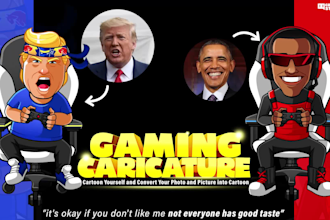 convert your photo into cartoon gaming caricature for streamer