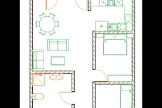 draw a 2d plan with dimensions and furniture