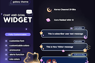 design and code custom stream chat, event widget, goal widget