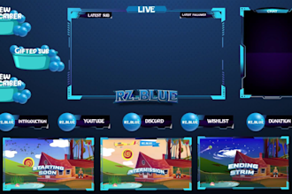 design twitch logo, animated overlay, alerts, panels, screens for twitch