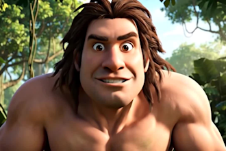 create a funny tarzan cartoon birthday wish video with your name