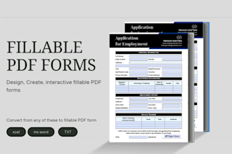 design create and covert interactive fillable PDF form