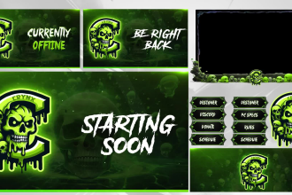 design and animate twitch, kick, youtube overlays and logo for your stream