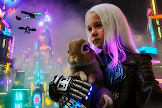 create ai generated cyberpunk music video, cyberpunk ai lyric video tech visuals
