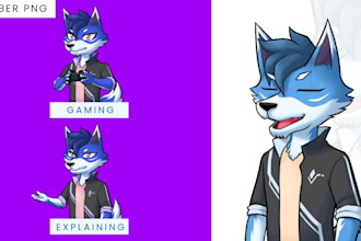 make a furry png tuber or GIF tuber animation for twitch or live2d streamer