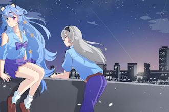 draw anime character illustration, oc, background, concept art, fanart vtuber