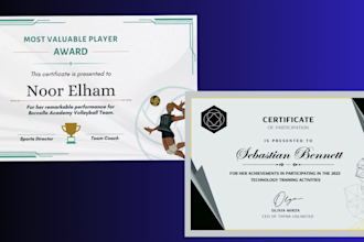design event educational diploma and sports certificates