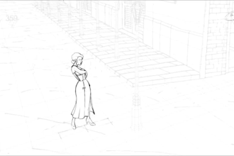 do 2d line art animation frame by frame flip book pencil drawing