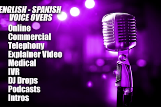 record a pro voice over in english or spanish