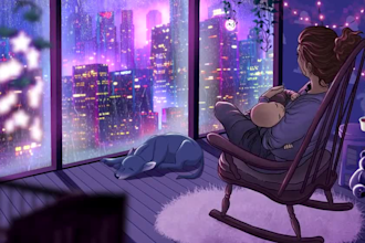 create lofi loop animation, short animation animated gifs and music video