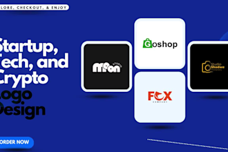 create a unique startup logo, tech, or crypto brand identity for you