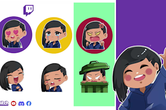create custom cute chibi emotes for twitch, youtube, discord